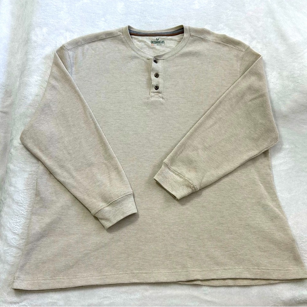 Outdoor Life Men's Cream Long Sleeve Henley
